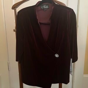 Alex Evenings Deep Red Velvet Jacket